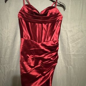Elegant Red Satin Dress